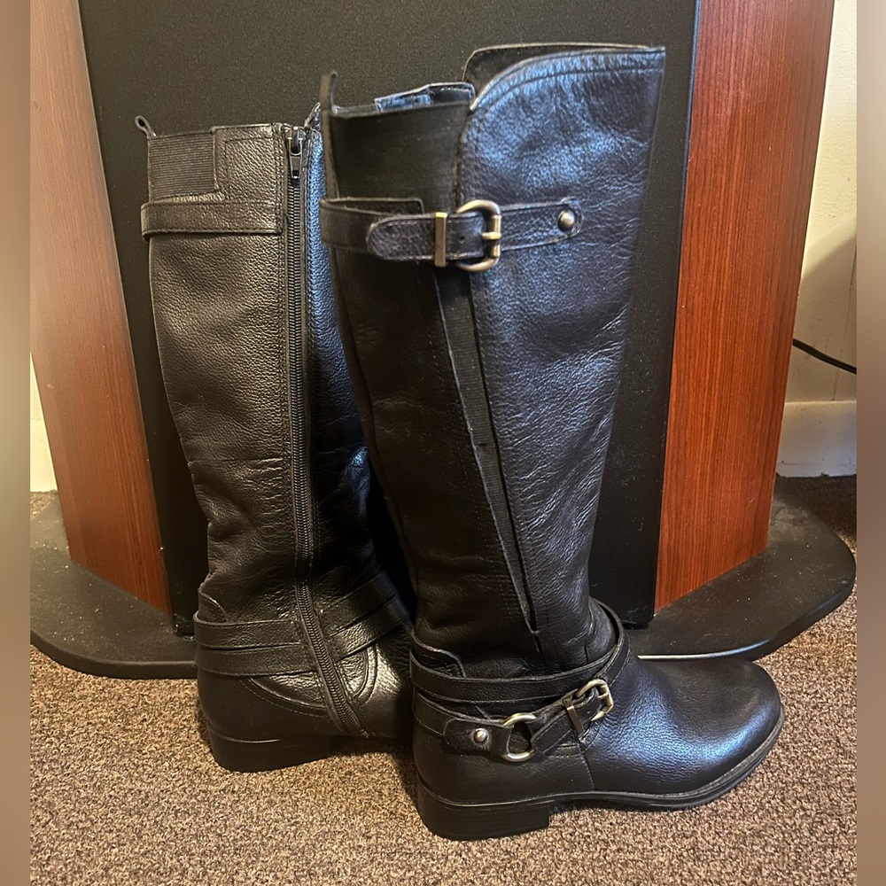 Black Leather Naturalizer Tall Below Knee Boots Women’s Size 5.5